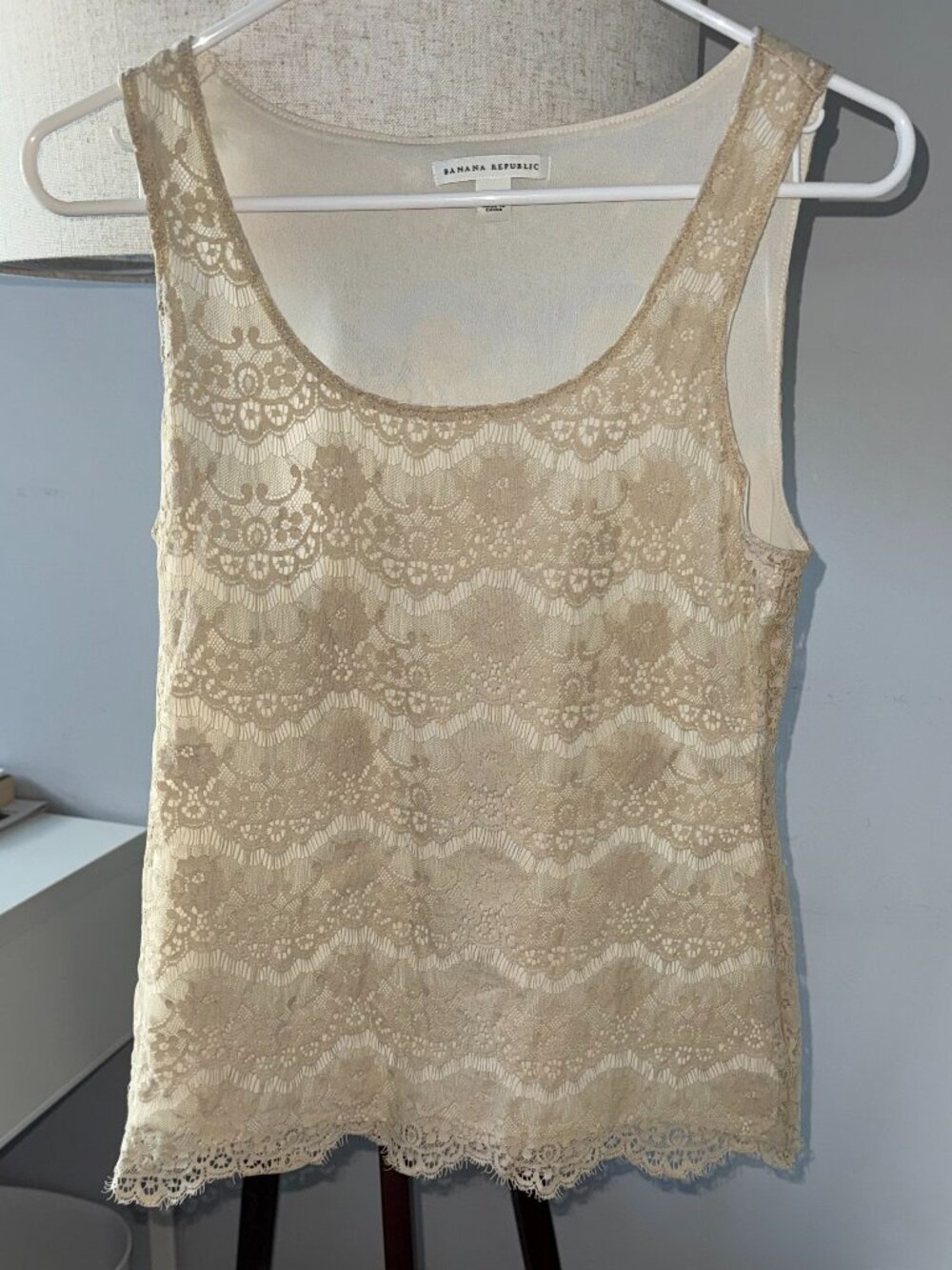 Banana Republic Cream/Ivory Lace Tank Top
